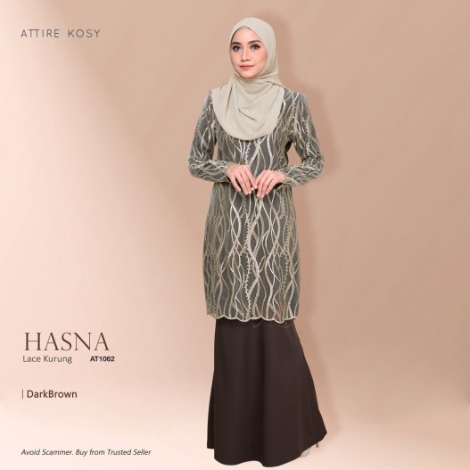 Hasna Lace Kurung AT1062 (DarkBrown)