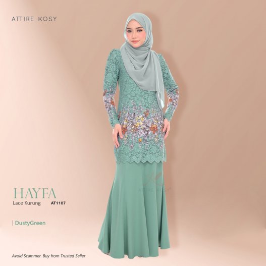 Hayfa Lace Kurung AT1107 (DustyGreen) 