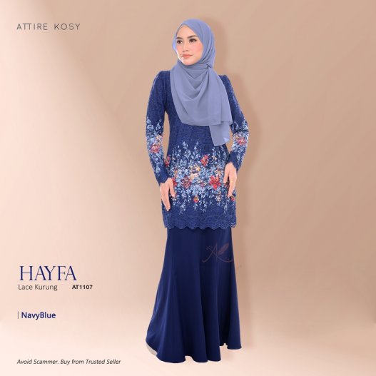 Hayfa Lace Kurung AT1107 (NavyBlue) 