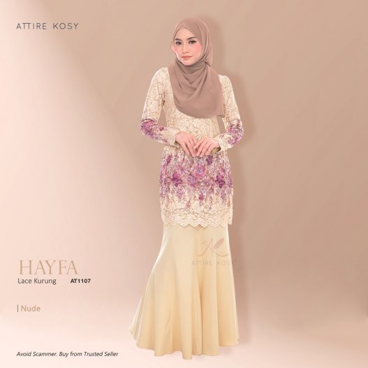 Hayfa Lace Kurung AT1107 (Nude) 