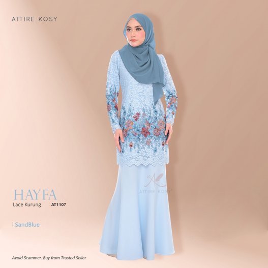 Hayfa Lace Kurung AT1107 (SandBlue) 