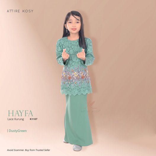 Hayfa Lace Kurung K1107 (DustyGreen) 