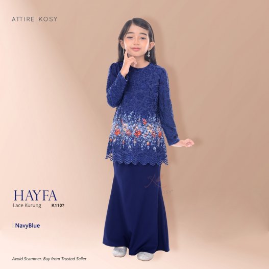 Hayfa Lace Kurung K1107 (NavyBlue) 