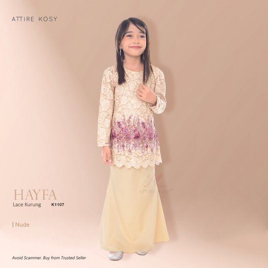 Hayfa Lace Kurung K1107 (Nude) 