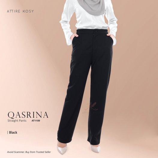 Qasrina Straight Pants AT1109 (Black) 