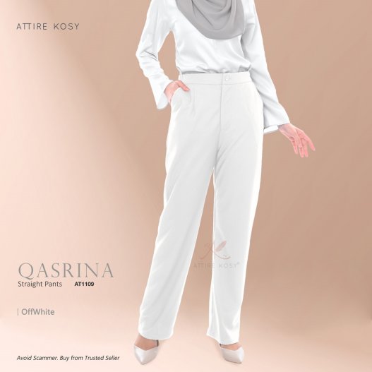 Qasrina Straight Pants AT1109 (OffWhite) 