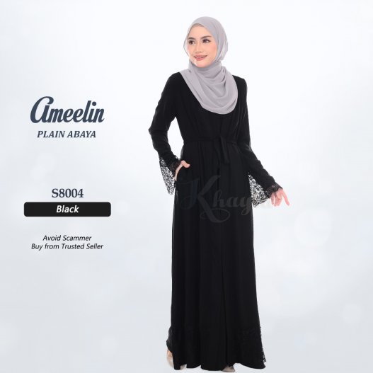 Ameelin Plain Abaya S8004 (Black) 