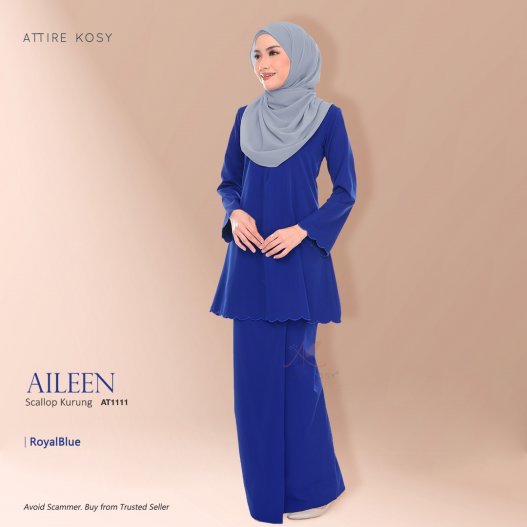 Aileen Scallop Kurung AT1111 (RoyalBlue) 