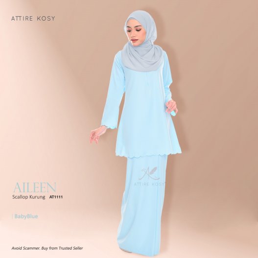 Aileen Scallop Kurung AT1111 (BabyBlue) 