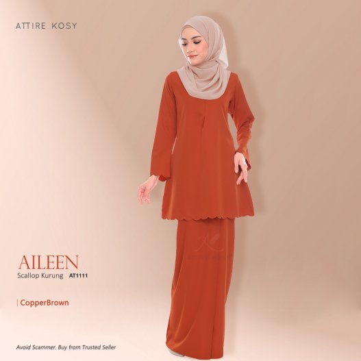 Aileen Scallop Kurung AT1111 (CopperBrown) 