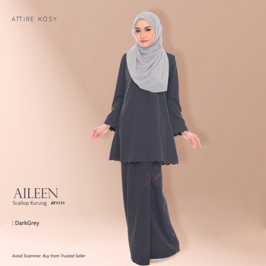 Aileen Scallop Kurung AT1111 (DarkGrey)