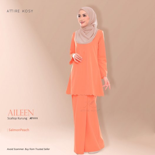 Aileen Scallop Kurung AT1111 (SalmonPeach) 