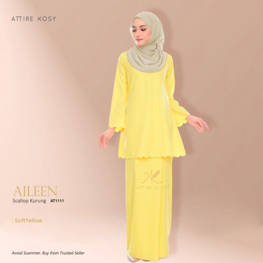 Aileen Scallop Kurung AT1111 (SoftYellow) 