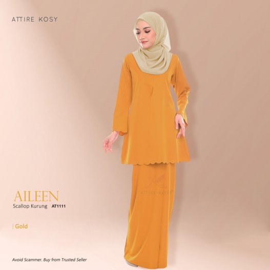 Aileen Scallop Kurung AT1111 (MustardGold) 