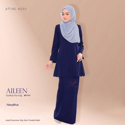 Aileen Scallop Kurung AT1111 (NavyBlue) 