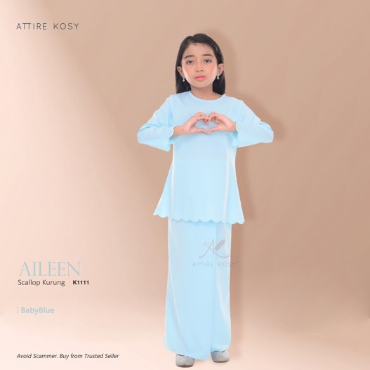 Aileen Scallop Kurung K1111 (BabyBlue) 