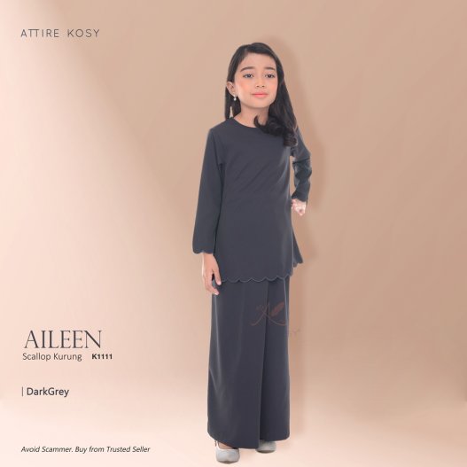 Aileen Scallop Kurung K1111 (DarkGrey)