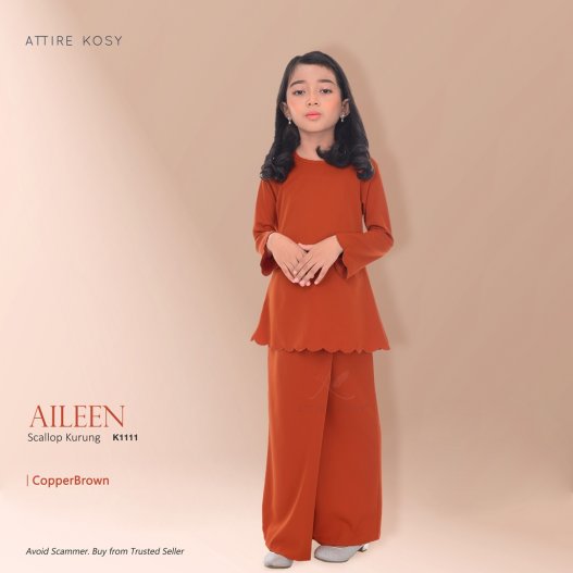 Aileen Scallop Kurung K1111 (CopperBrown) 