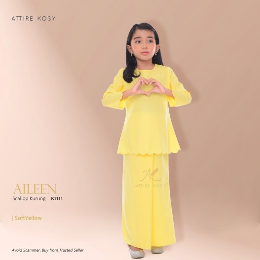 Aileen Scallop Kurung K1111 (SoftYellow)