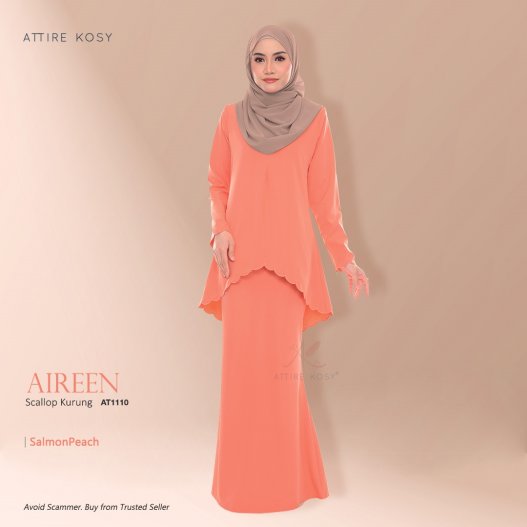 Aireen Scallop Kurung AT1110 (SalmonPeach)