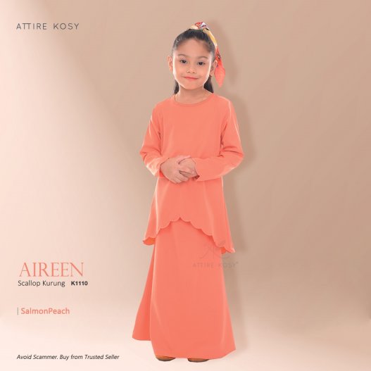 Aireen Scallop Kurung K1110 (SalmonPeach)