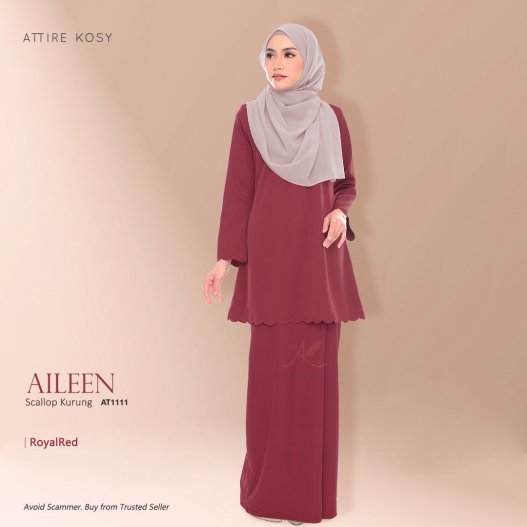 Aileen Scallop Kurung AT1111 (RoyalRed) 