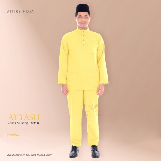 Ayyash Baju Melayu Cekak Musang AT1108 (Yellow) 