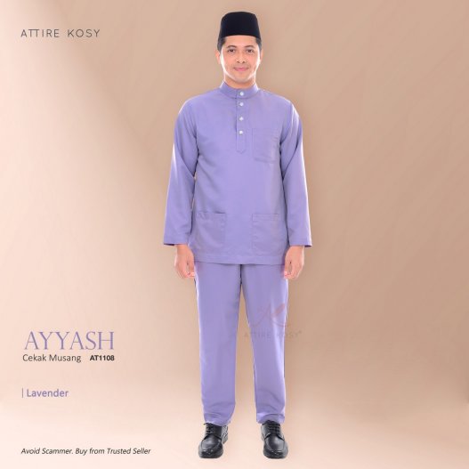 Ayyash Baju Melayu Cekak Musang AT1108  (Lavender)