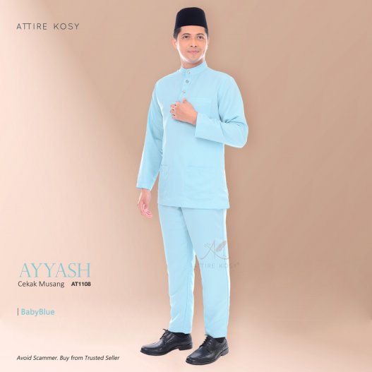 Ayyash Baju Melayu Cekak Musang AT1108  (BabyBlue)