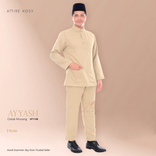 Ayyash Baju Melayu Cekak Musang AT1108  (Nude) 