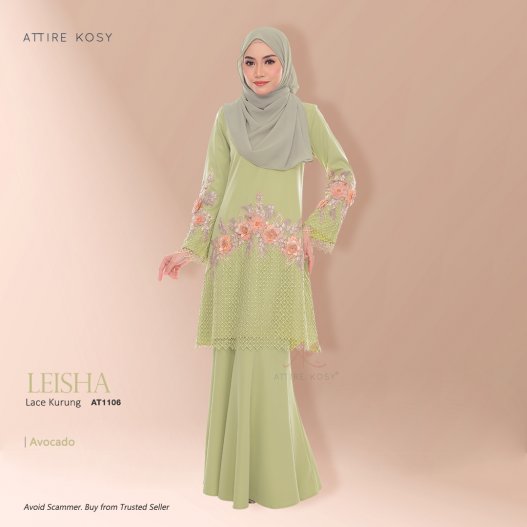 Leisha Lace Kurung AT1106 (Avocado) 