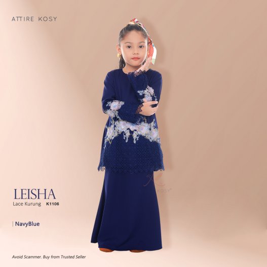 Leisha Lace Kurung K1106 (NavyBlue) 