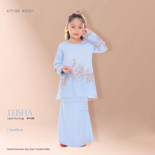 Leisha Lace Kurung K1106 (SandBlue) 