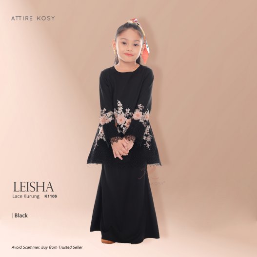 Leisha Lace Kurung K1106 (Black) 