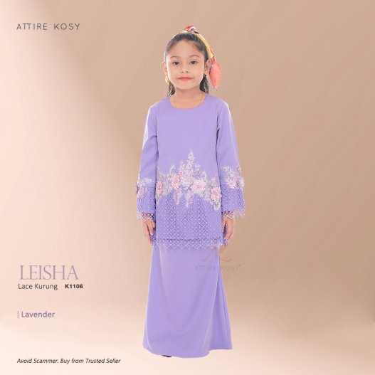 Leisha Lace Kurung K1106 (Lavender) 