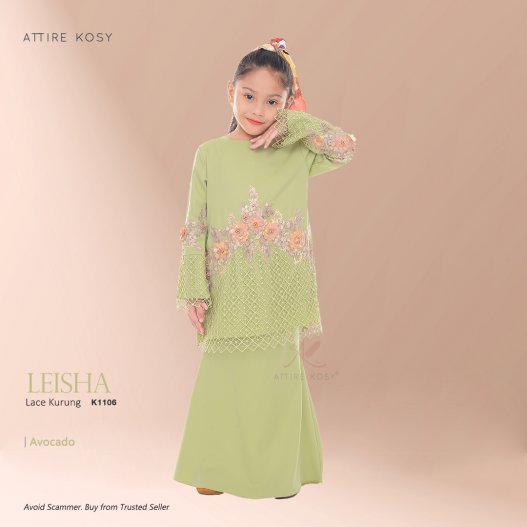 Leisha Lace Kurung K1106 (SageGreen)