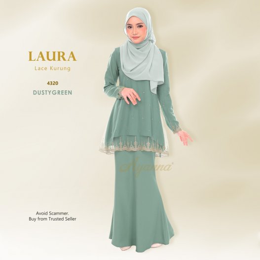 Laura Lace Kurung 4320 (DustyGreen) 