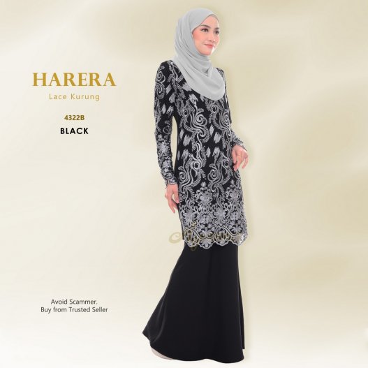 Harera Lace Kurung 4322B (Black)