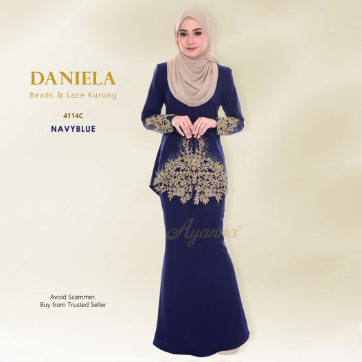 Daniela Beads & Lace Kurung 4114C (NavyBlue)
