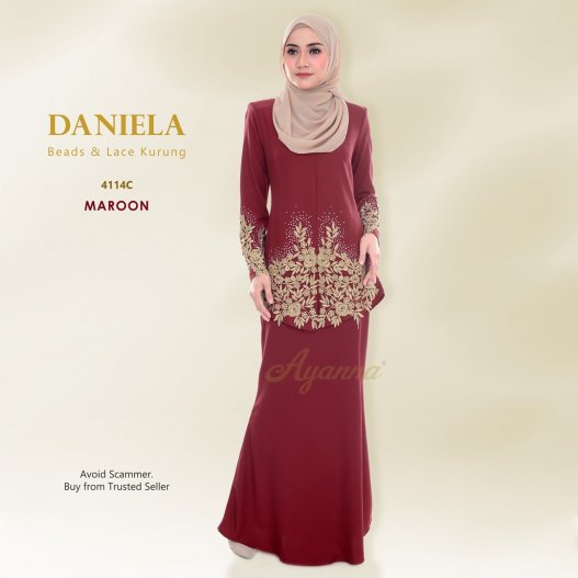 Daniela Beads & Lace Kurung 4114C (Maroon)