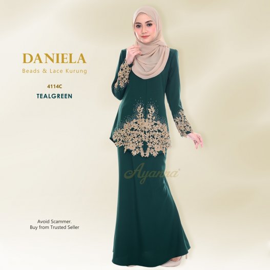 Daniela Beads & Lace Kurung 4114C (TealGreen) 