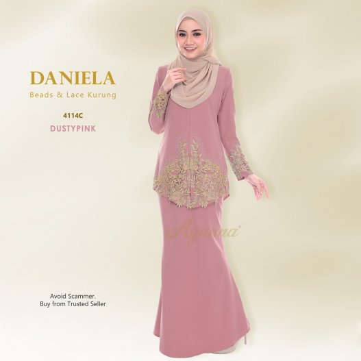 Daniela Beads & Lace Kurung 4114C (DustyPink)