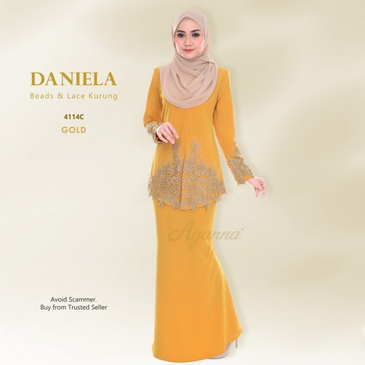 Daniela Beads & Lace Kurung 4114C (MustardGold)