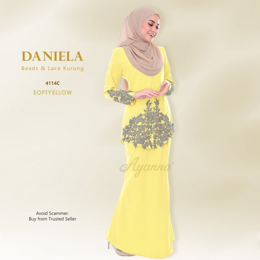 Daniela Beads & Lace Kurung 4114C (SoftYellow) 