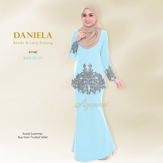 Daniela Beads & Lace Kurung 4114C (BabyBlue) 