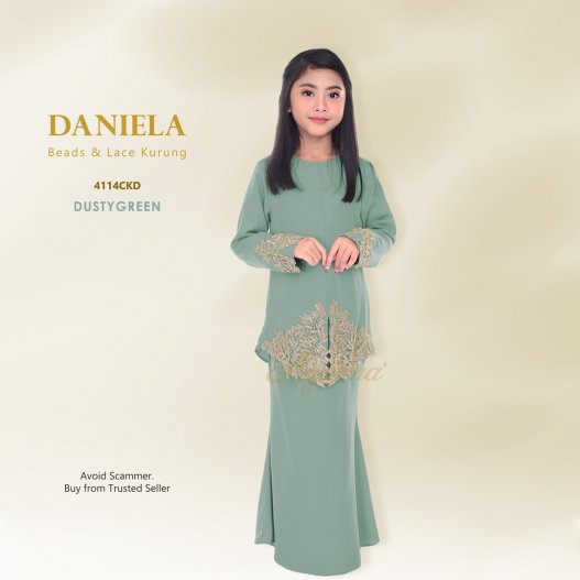 Daniela Beads & Lace Kurung 4114CKD (DustyGreen) 