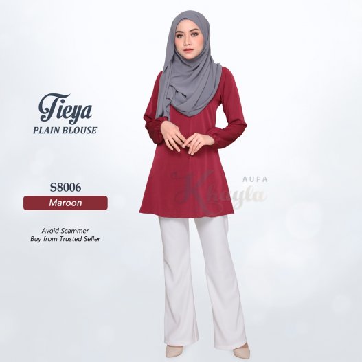 Tieya Plain Blouse S8006 (Maroon)