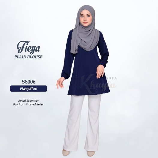 Tieya Plain Blouse S8006 (NavyBlue) 