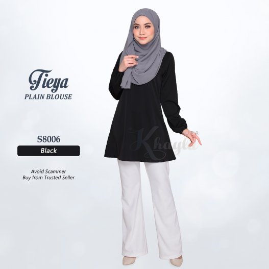 Tieya Plain Blouse S8006 (Black)