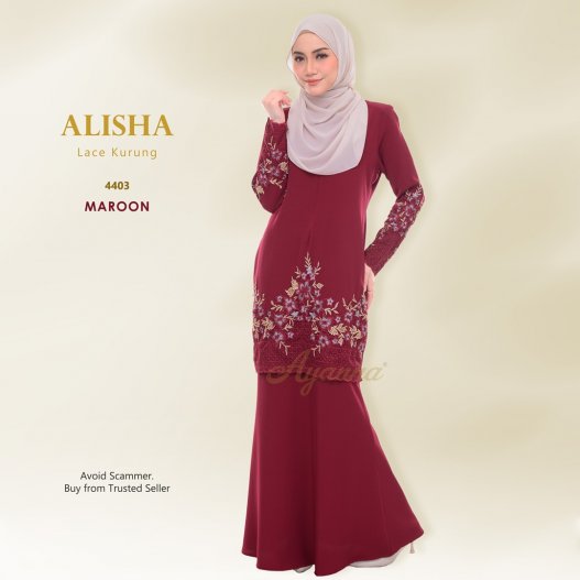 Alisha Lace Kurung 4403 (Maroon)